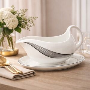 Wedgwood Apollo Gravy Boat with Saucer – Bone China Shape 225 – Elegant & Rare